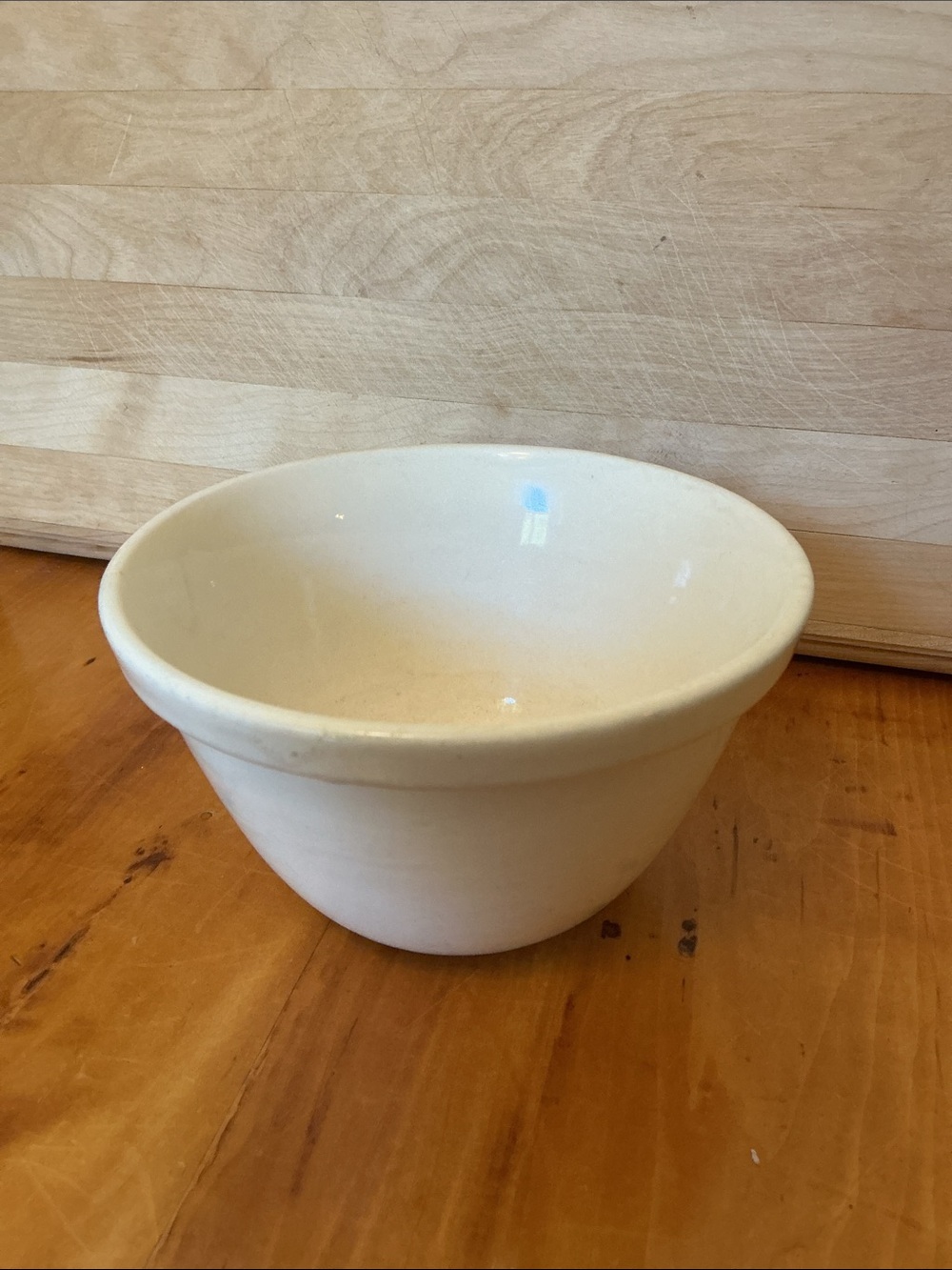 Vintage Antique White Stoneware Mixing Bowl English Farmhouse